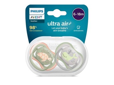 Пустышка Philips Avent ultra air силиконовая с футляром, 6-18 мес, 2 шт. 1-00433309_2