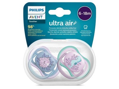 Пустышка Philips Avent ultra air силиконовая с футляром, 6-18 мес, 2 шт. 1-00433310_2