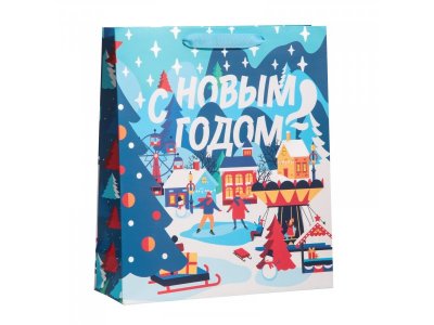 Пакет подарочный Дарите Счастье Зима в городе 26*30*9 см 100417225