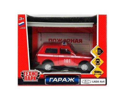 Набор игровой Технопарк Гараж Пожарная Часть Lada 4x4, пластик,20,5 см 1-00434705_1