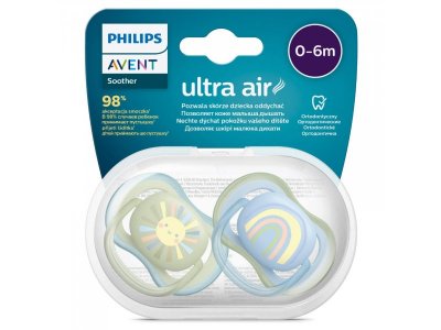 Пустышка Philips Avent ultra air силиконовая с футляром, 0-6 мес., 2 шт. 1-00438440_4