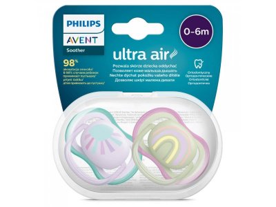 Пустышка Philips Avent ultra air силиконовая с футляром, 0-6 мес., 2 шт. 1-00438441_2