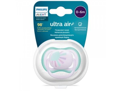 Пустышка Philips Avent ultra air силиконовая с футляром, 0-6 мес. 1-00438443_2