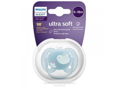 Пустышка Philips Avent ultra soft силиконовая с футляром, 6-18 мес. 1-00438450_2