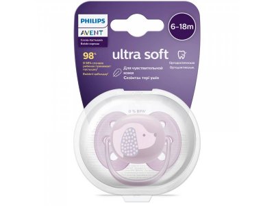 Пустышка Philips Avent ultra soft силиконовая с футляром, 6-18 мес. 1-00438451_3