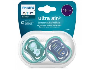 Пустышка Philips Avent ultra air силиконовая с футляром, 18 мес.+, 2 шт. 1-00438452_5