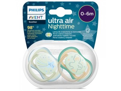 Пустышка Philips Avent ultra air night силиконовая светящаяся с футляром, 0-6 мес., 2 шт. 1-00438454_5