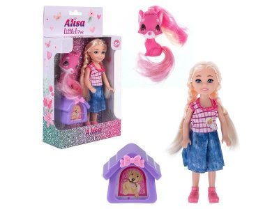 Кукла 1Toy Alisa Little Love блондинка с косичками, с питомцем и переноской, 14,4 см 1-00439640_1