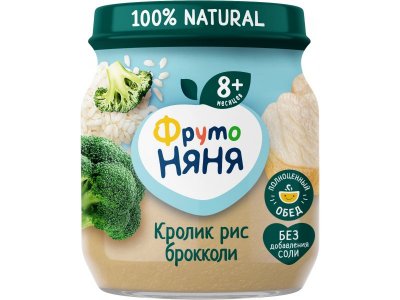 Пюре ФрутоНяня Кролик рис капуста брокколи 100 г 1-00385664_2