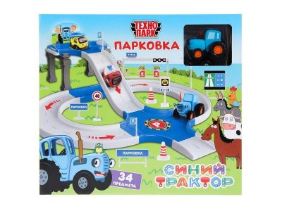 Набор игровой Технопарк Синий Трактор Парковка, пластик, 7,5 см 1-00443131_1