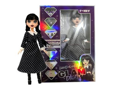 Кукла Funky Toys Glam Divas Вэнди платье в горох, с акс., 25 см 1-00441698_1