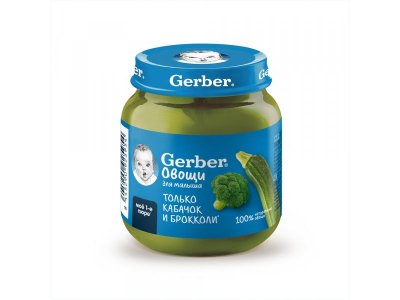 Пюре Gerber Кабачок Брокколи для первого прикорма с 5 мес., 125 г 1-00446043_1