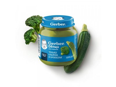 Пюре Gerber Кабачок Брокколи для первого прикорма с 5 мес., 125 г 1-00446043_13