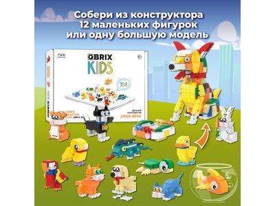 Конструктор Qbrix kids Домашние животные 12 в 1 1-00446214_2