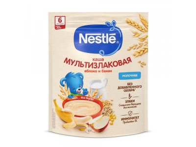 Каша Nestle молочная мультизлаковая с яблоком и бананом с бифидобактериями BL 200 г 1-00383733_1