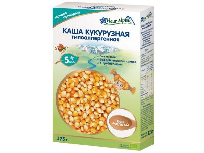 Каша Fleur Alpine безмолочная Кукурузная с пребиотиками гипоаллергенная, с 5 месяцев, 175 г 1-00007199_2