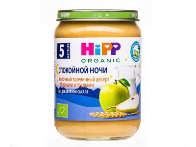 Пюре Hipp Молочный пшеничный десерт с яблоками и грушами 190 г 1-00068242_1