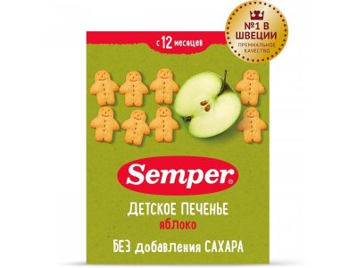 Печенье Semper детское с яблоком 80 г 1-00432053_1