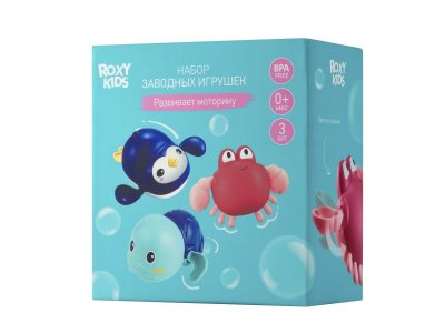 Игрушки для ванной заводные Roxy-Kids Черепаха, Краб и Пингвин 1-00448918_17