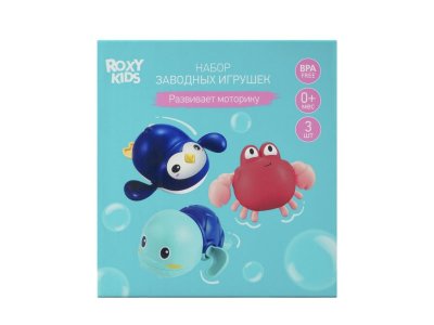 Игрушки для ванной заводные Roxy-Kids Черепаха, Краб и Пингвин 1-00448918_18