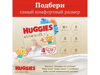 Подгузники Huggies Elite Soft 4 8-14 кг, 19 шт. 1-00103150_13