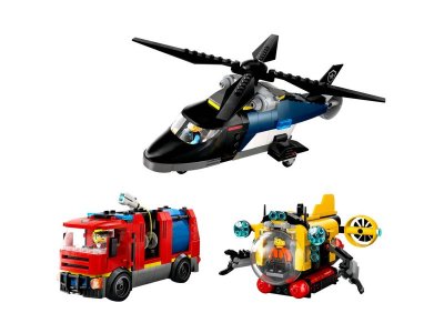 Конструктор LEGO City Вертолёт, пожарная машина и подводная лодка 60462 1-00452554_5