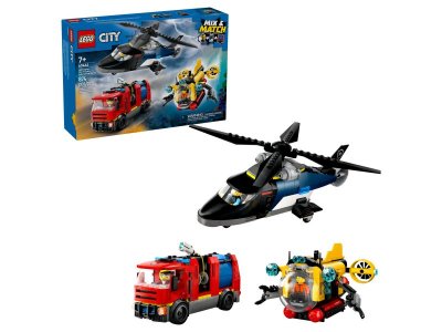 Конструктор LEGO City Вертолёт, пожарная машина и подводная лодка 60462 1-00452554_1