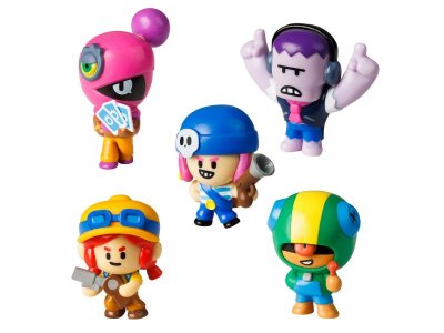 Коллекционная фигурка Brawl Stars 5 шт. в блистере, Джесси, Тара, Фрэнк, Пэнни и Леон 1-00449479_1