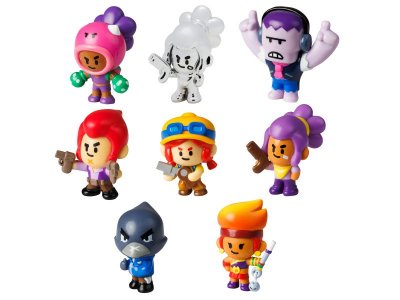 Набор коллекционных фигурок Brawl Stars 8 шт. в коробке, 2 редких героя: Кроу и Амбер 1-00449490_1