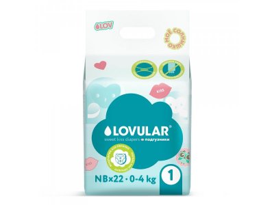 Подгузники Lovular Sweet Kiss NB 0-4 кг, 22 шт 1-00455143_1