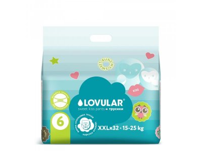 Подгузники-трусики Lovular Sweet Kiss XXL 15-25 кг, 32 шт 1-00455150_1