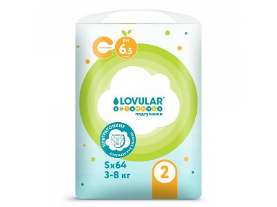 Подгузники Lovular Витаминка S 3-8 кг, 64 шт 1-00455152_1