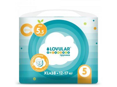 Подгузники-трусики Lovular Витаминка XL 12-17 кг, 38 шт 1-00455156_1