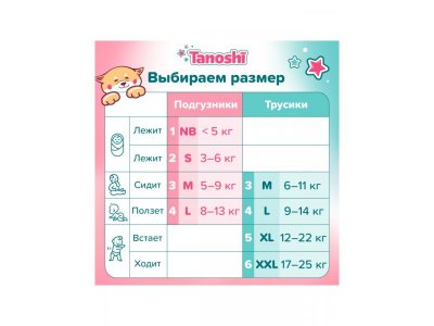 Подгузники Tanoshi размер M (5-9 кг), 22 шт. 1-00441898_18