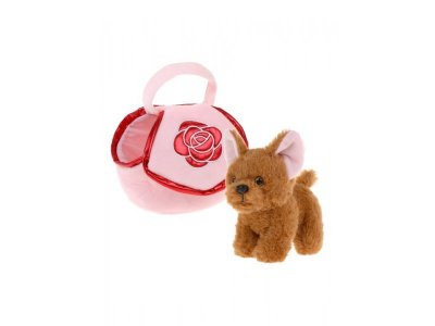 Мягкая игрушка Fluffy Family Щенок в сумочке Розочка, 17 см 1-00455597_1