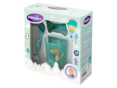 Набор посуды Пластишка Kidfinity Тарелка на присоске 400 мл, кружка 200 мл, стол. приборы на присоске 1-00455709_1