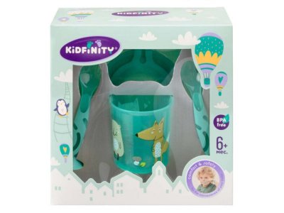 Набор посуды Пластишка Kidfinity Тарелка на присоске 400 мл, кружка 200 мл, стол. приборы на присоске 1-00455709_6