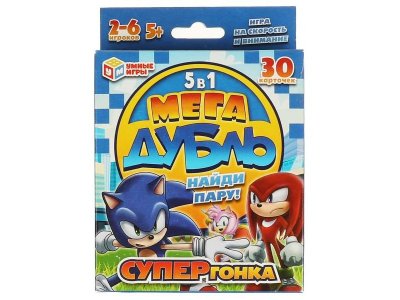 Игра развивающая Умные игры Мега дубль Супергонка Найди пару! 5 в 1, 30 карточек 1-00454954_1