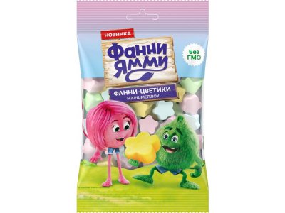 Маршмеллоу Фанни Ямми со вкусом клубника, персик, яблоко, черника, 50 г 1-00455967_1