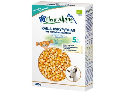 Каша Fleur Alpine на козьем молоке, Кукурузная с пребиотиками, с 5 месяцев, 200 г 1-00223639_1