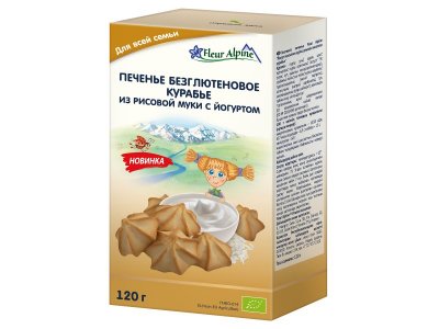 Печенье безглютеновое Fleur Alpine Курабье из рисовой муки с йогуртом, 120 г 1-00456391_1