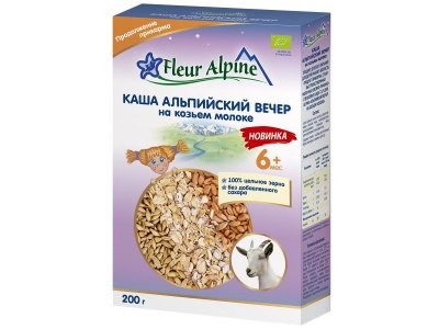 Каша на козьем молоке Fleur Alpine Альпийский вечер, с 6 месяцев, 200 г 1-00456393_1