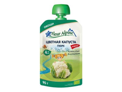 Пюре овощное Fleur Alpine Цветная капуста, с 4 месяцев, 90 г 1-00456404_1