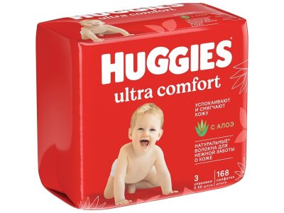 Салфетки влажные Huggies Ultra Comfort Алоэ 168 шт 1-00456522_1
