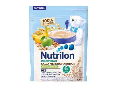Каша Nutrilon молочная мультизлаковая Яблоко, банан 200 г 1-00250870_1