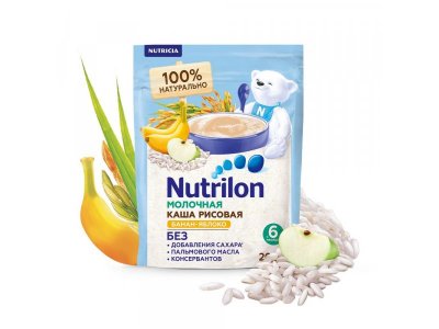 Каша Nutrilon молочная рисовая Банан, яблоко 200 г 1-00250871_2