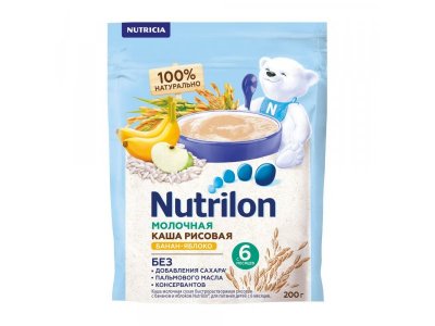 Каша Nutrilon молочная рисовая Банан, яблоко 200 г 1-00250871_1