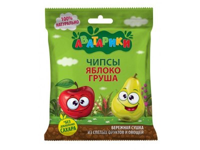 Чипсы яблочные Аватарики яблоко, груша 15 г 1-00457519_1
