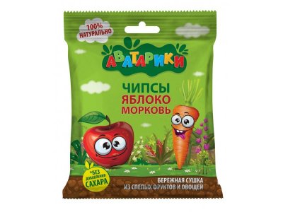 Чипсы яблочные Аватарики яблоко, морковь 15 г 1-00457521_1