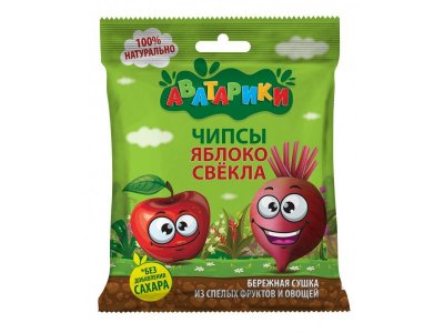 Чипсы яблочные Аватарики яблоко, свекла 15 г 1-00457522_1